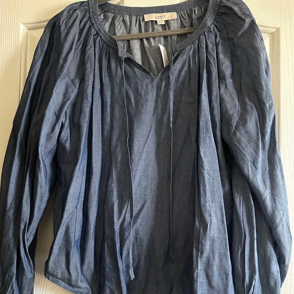 LOFT Chambray Blue Blouse
